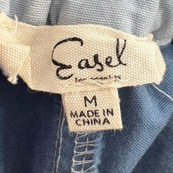 Easel Patch Me If You Can Patchwork Paradise Wide Leg Pants in Blue and Cream - Picture 9 of 12